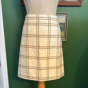 J. Crew Cream and Brown Plaid Mini Skirt